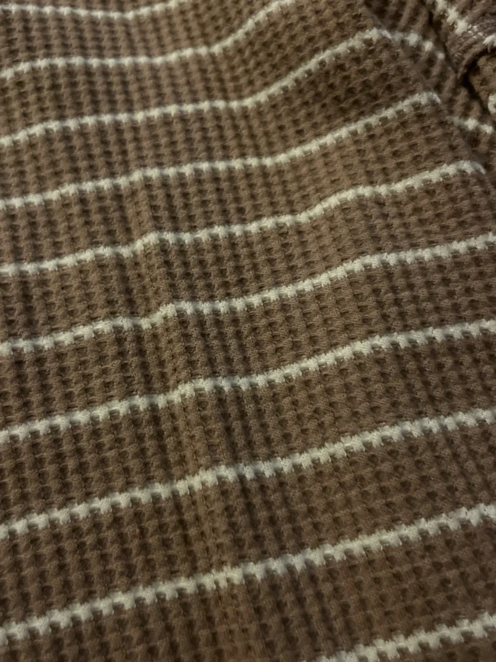 Women's Crewneck Waffle Knit Sweater in Brown Stripe